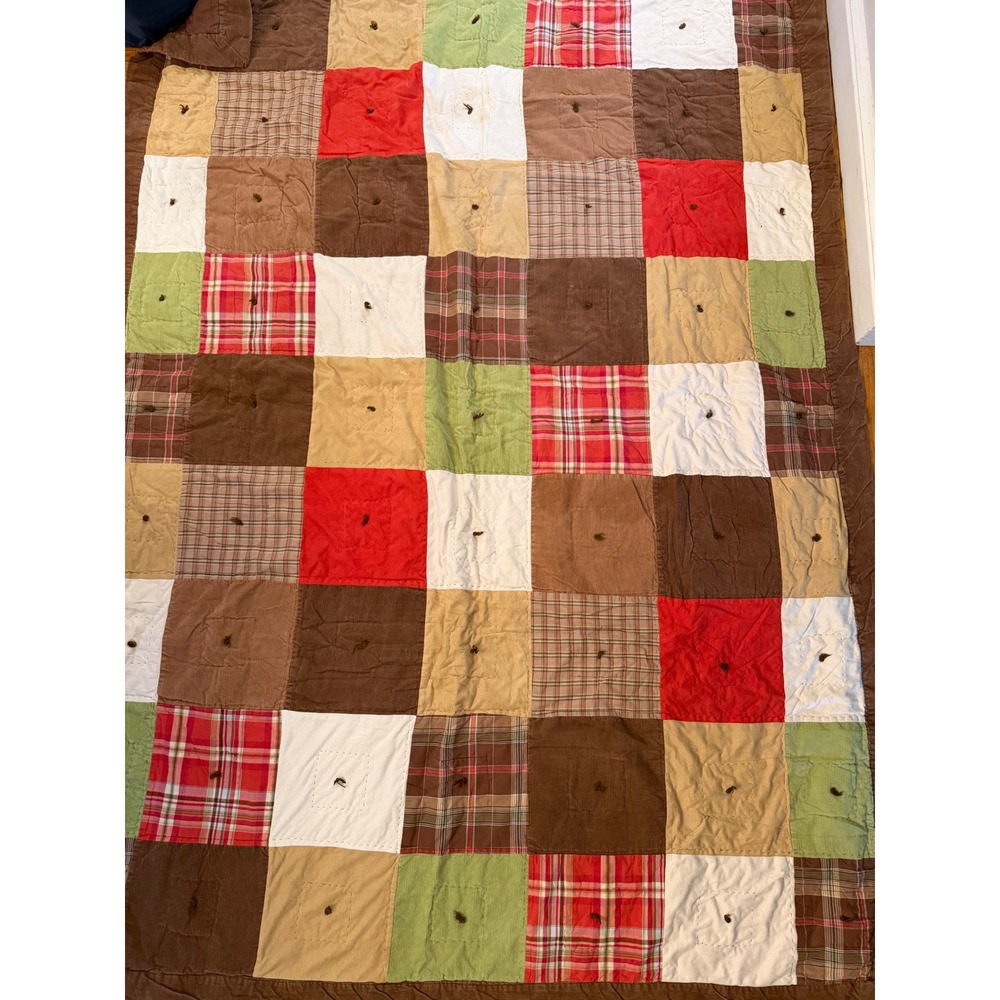 Woolrich Kids Patchwork Quilt Plaid Corduroy Multi-Color Cotton 63x86 Blanket
